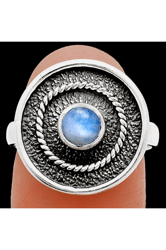 Natural Rainbow Moonstone - India 925 Sterling Silver Ring s.7 Jewelry R-1439 SDR244388
