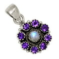 thumbnail image 1 of Natural Rainbow Moonstone - India & Amethyst 925 Silver Pendant ALLP-26252, 1 of 1