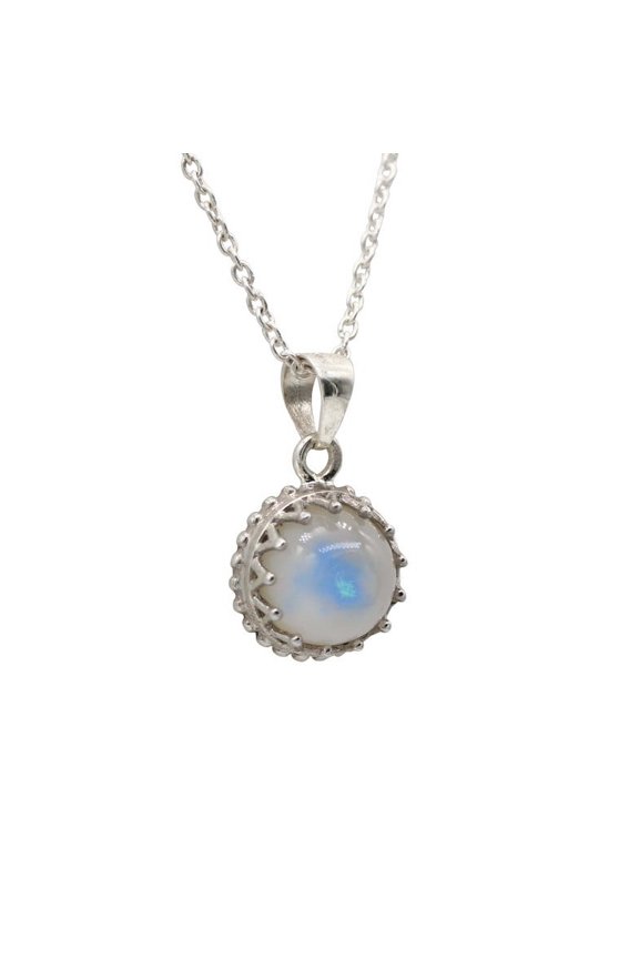 Natural Rainbow Moonstone Pendant-Handmade Sterling Silver Pendant-June Birthday Gift-Promise Gift