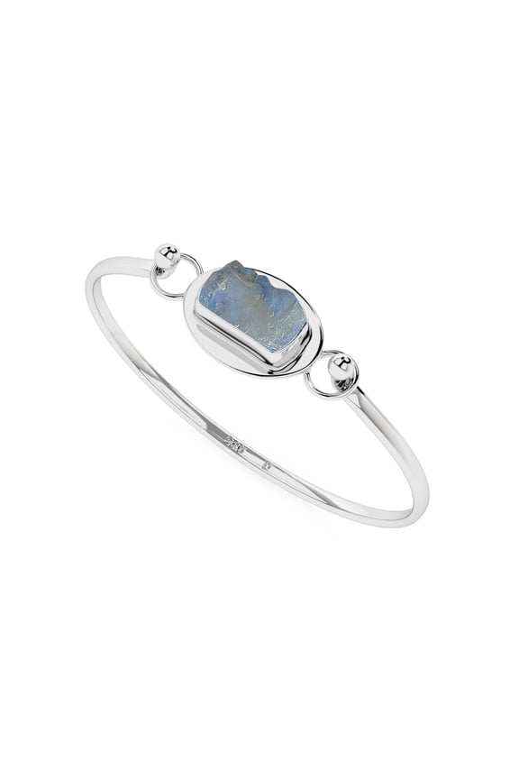 Natural Rainbow Moonstone Rough Shape Twister Cuff Bangle Bracelet in Sterling Silver for Women, June Birthstone Jewelry for Her Birthday, Wedding Anniversary, Christmas, Mothers Day