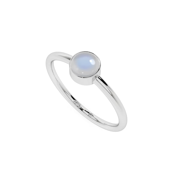 Natural Rainbow Moonstone Round Shape Rings in Sterling Silver for Women, June Birthstone Jewelry for Her Birthday, Wedding Anniversary, Christmas, Mothers Day