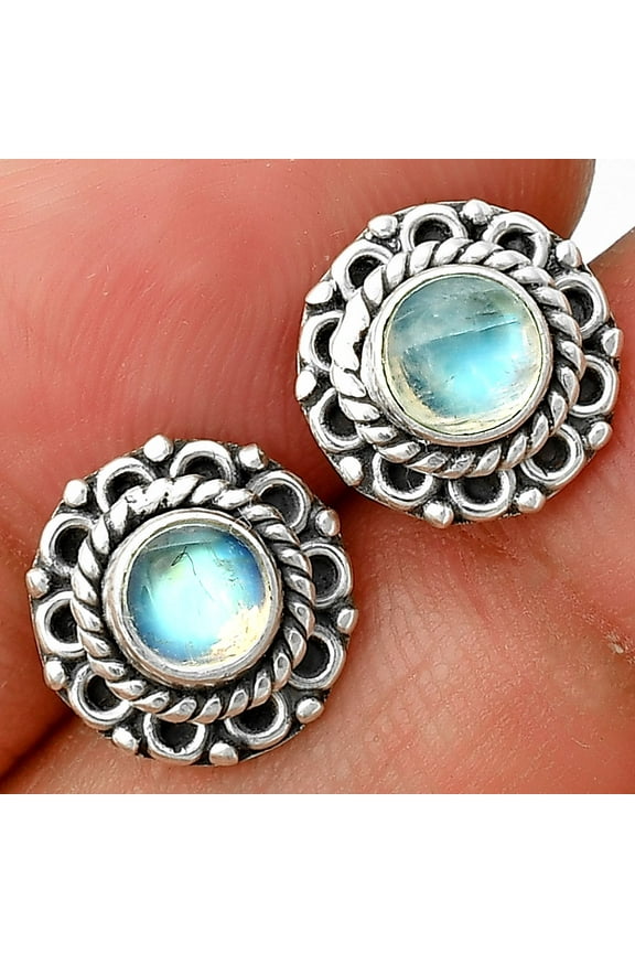 Natural Rainbow Moonstone Stud 925 Sterling Silver Earrings Jewelry DGE1068_A E-1121