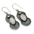 thumbnail image 1 of Natural Rainbow Moonstone, White Topaz 925 Sterling Silver Earring 2.17", 1 of 1