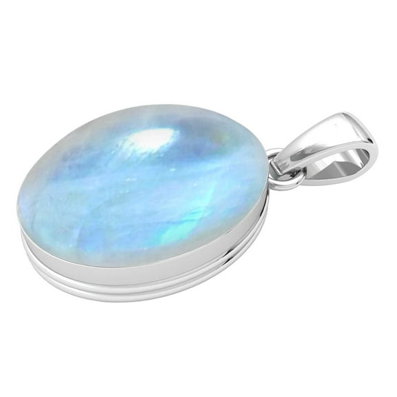 Natural Rainbow Moonstone Women Jewelry 925 Sterling Silver Pendant
