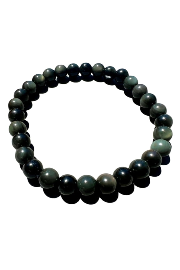 Natural Rainbow Obsidian 8mm Round Shape Smooth Cut Beads Stretchable Bracelet For Men & Women. Unisex Bracelet