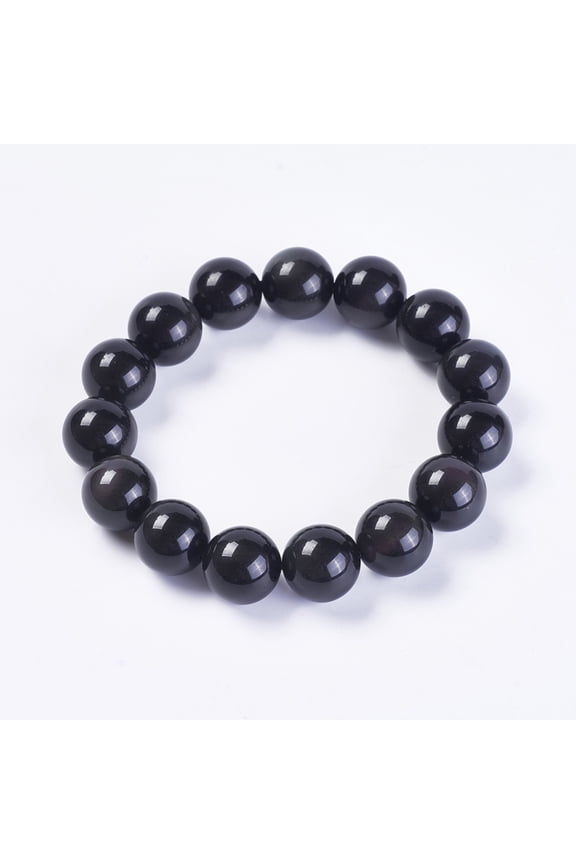 Natural Rainbow Obsidian Stretch Bracelets Round 2-1/4 inch(58mm) DIY