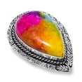thumbnail image 1 of Natural Rainbow Solar Quartz 925 Sterling Silver Jewelry Ring Size 7, 1 of 2