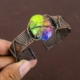 thumbnail image 1 of Natural Rainbow Solar Quartz Gemstone Copper Wire Wrap Bangle Adjustable, 1 of 4