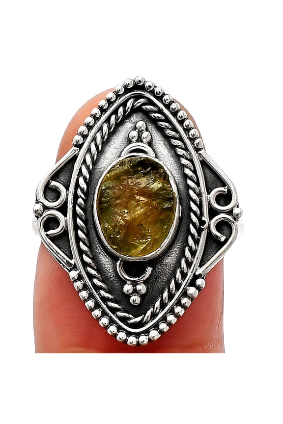 Natural Rare Kornerupine Rough 925 Sterling Silver Ring s.7.5 Jewelry R-1557 SDR230213