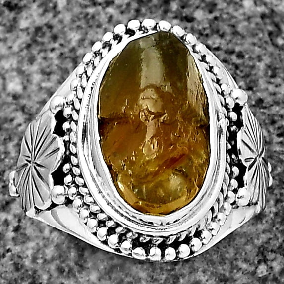 Natural Rare Kornerupine Rough 925 Sterling Silver Ring s.7 Jewelry R-1424 SDR208776