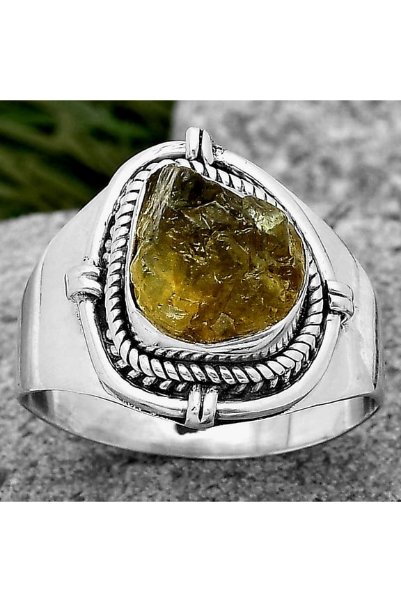 Natural Rare Kornerupine Rough 925 Sterling Silver Ring s.8.5 Jewelry R-1539 SDR196635