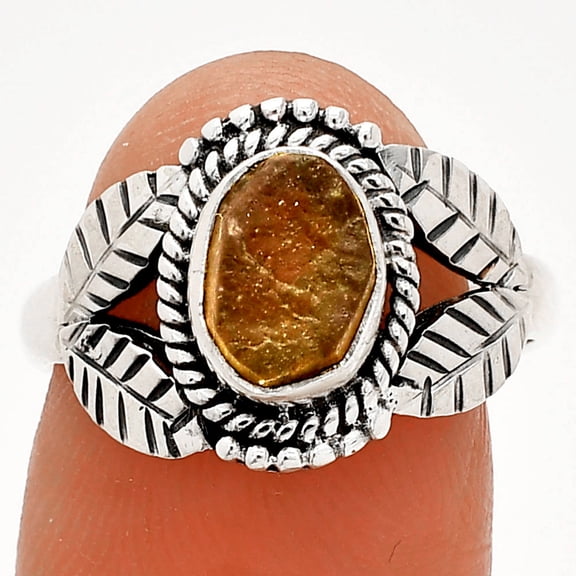 Natural Rare Kornerupine Rough 925 Sterling Silver Ring s.8 Jewelry R-1387 SDR233448