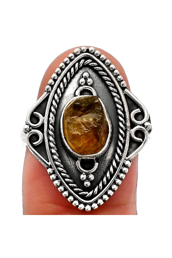 Natural Rare Kornerupine Rough 925 Sterling Silver Ring s.8 Jewelry R-1557 SDR230201
