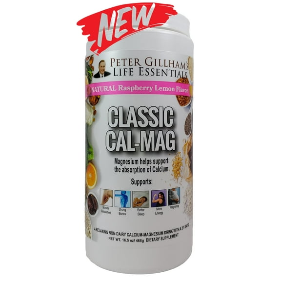 Natural Raspberry Lemon Flavor Classic Cal-Mag 16.5 Ounces by Peter Gillham's Life Essentials, Original 2:1 Formula, Aids Sleep, Relives Stress, Muscle Relaxation, Strong Bones, 60 Servings!
