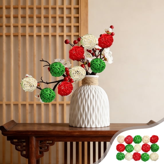 Natural Rattan Balls Decorative Orbs - Wicker Filler Balls for Vase, Bowls, Centerpiece, Basket Decor - Farmhouse Home Decor Accessories