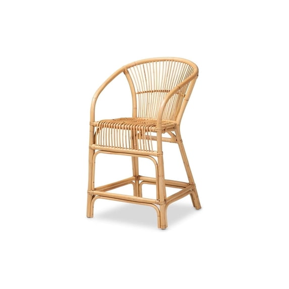 Natural Rattan Counter Stool - Modern Bohemian Style Bar Height Seating