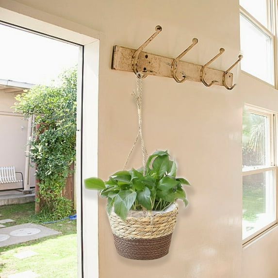 Natural Rattan Hanging Planter Basket - Boho Indoor/Outdoor Holder for Home Garden Decor