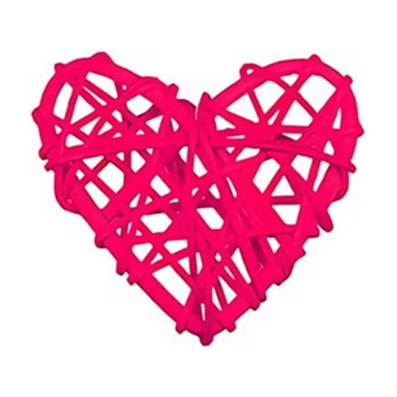 Natural Rattan Heart Shape Wall Decor - 6cm Rustic Handmade Twisted Heart for Home, Shelf, Wedding, Valentine Ornament - Eco-Friendly Boho Style Hanging Decoration