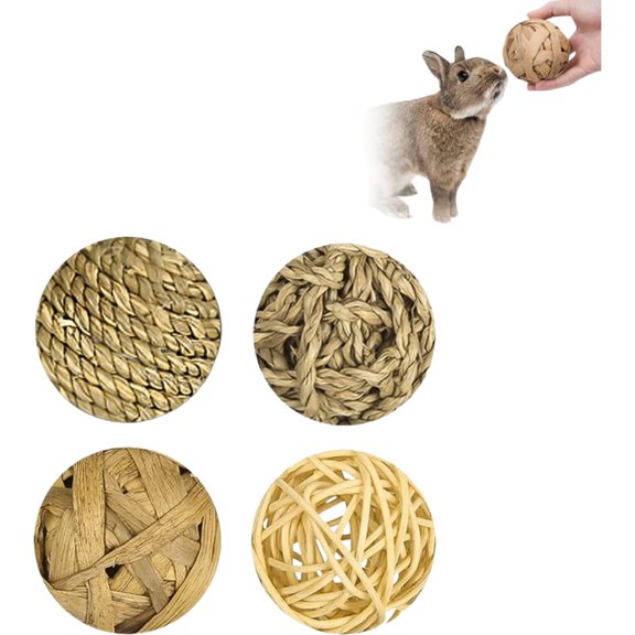 Natural Rattan Pet Chew Toys, 4PCS Teething Chewing Sticks for Gerbils, Rats, Hamsters & Small Pets Teeth Care