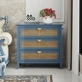 thumbnail image 1 of Natural Rattan Storage Cabinet,American Entryway Table with 3 Drawers,Console Table for Bedroom,Living Room,Study,Blue, 1 of 7