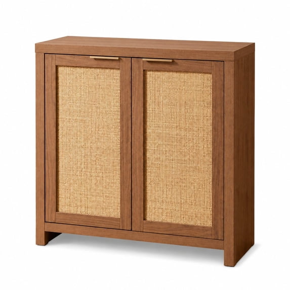 Natural Rattan Storage Cabinet with Drawers, Brown Sideboard for Living ...