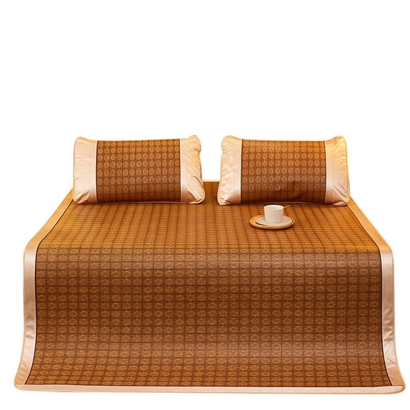 Natural Rattan Summer Sleeping Mat, Foldable Cooling Mat for Bed, Home Quick Cooling Textile Rattan Mat, Bamboo Sleeping Mat for Home School Dormitory