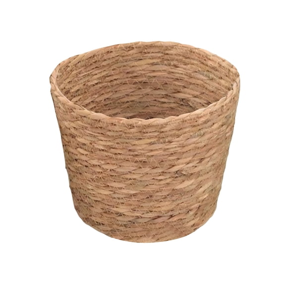 Natural Rattan Wicker Planter Basket, Handmade Seagrass Plant Basket with Plastic Lining, Indoor Outdoor Flower Pot Cover for Home Decor (M)