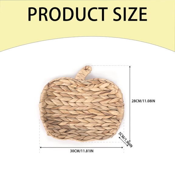 Natural Rattan Woven Pumpkin Harvest Tray for Kitchen Serving Storage and Decor