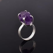 Natural Raw Amethyst Crystals Rings, Rough Gemstone, Energy Healing Crystals, Birthday, Gift for Her, Gemstone Jewelry for Women AAA+ Quality