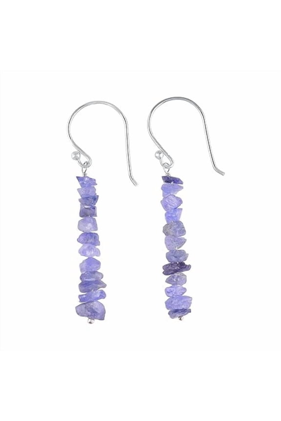 Natural Raw Blue Sapphire Earring In 925 Sterling Silver, Rough Gemstone Earring, Uncut Blue Sapphire, Stone Earring, Birthstone, Gift For Woman