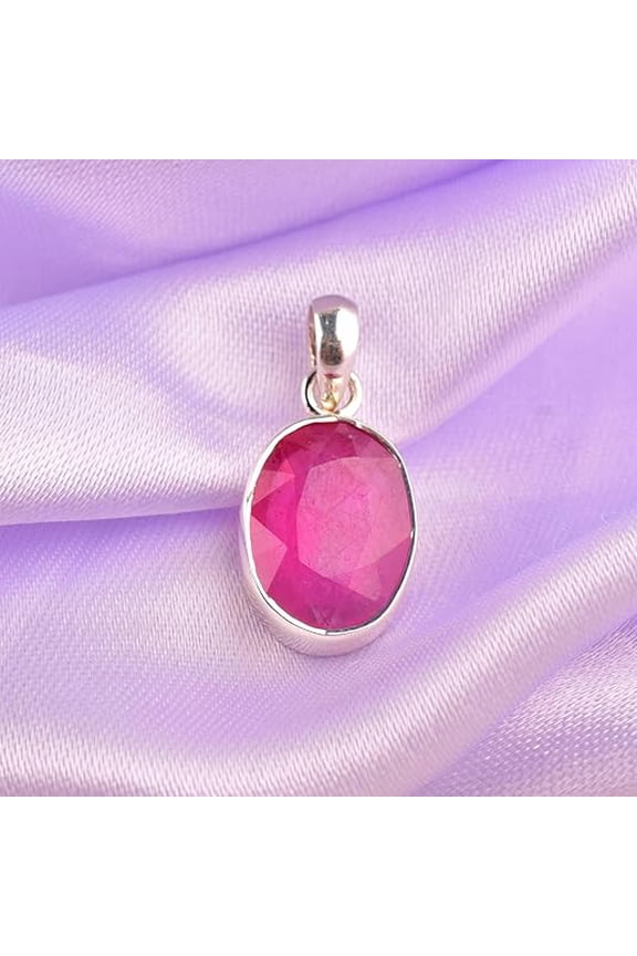 Natural Raw Ruby Crystal Gemstone Dainty Women Pendant Necklace, Chakra Healing Crystals, Birthstone, Christmas Gift, Chain 18 inch Jewelry For Women