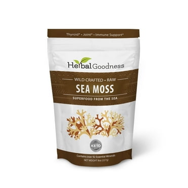 Natural Raw Sea Moss Gel - Organic Wildcrafted Gold Irish Sea Moss Gel, Thyroid Support, Immune Support Supplement - 8oz - Herbal Goodness