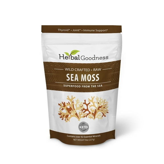 Natural Raw Sea Moss Gel - Organic Wildcrafted Gold Irish Sea Moss Gel, Thyroid Support, Immune Support Supplement - 8oz - Herbal Goodness