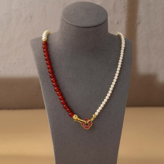 Natural Real Carnelian Beaded Necklace July Birthstone Crystal Jewelry Hypoallergenic Gold Plated Trendy Western Choker Necklaces