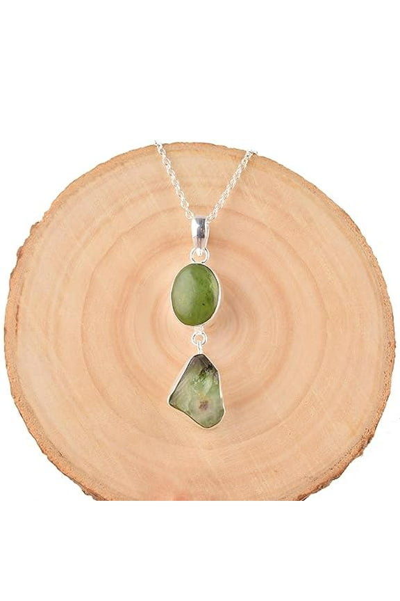 Natural Real Raw Tourmaline-Nephrite Crystals Bezel Pendant Necklace, Birthstone, Healing Rough Gemstone, Birthday, Mothers Day Gift Jewelry, Occasion Wear, Gift for Her