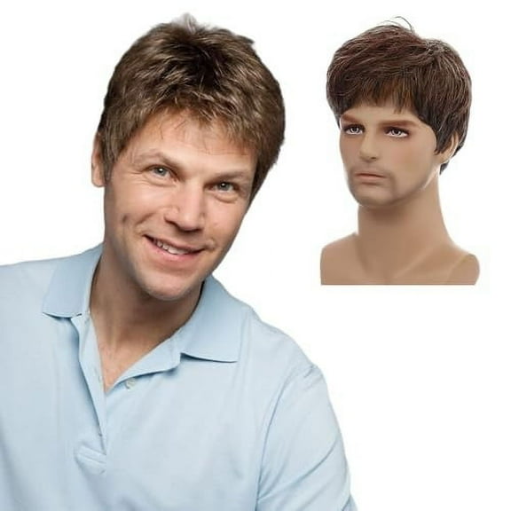 Natural And Realistic Health And Beauty Product For Men In 2024. New Fashionable Light Brown Men'S Wig, Comfortable Men'S Elastic Mesh Wig, Suitable For Men (Light Brown)