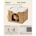 thumbnail image 1 of Natural Rectangle-M Rattan Cat Bed Cube with Mat, 1 of 2