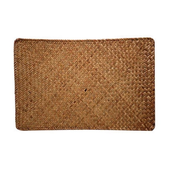 Natural Rectangle Rattan Placemats Insulation Pad, Orange - 30 x 45 cm