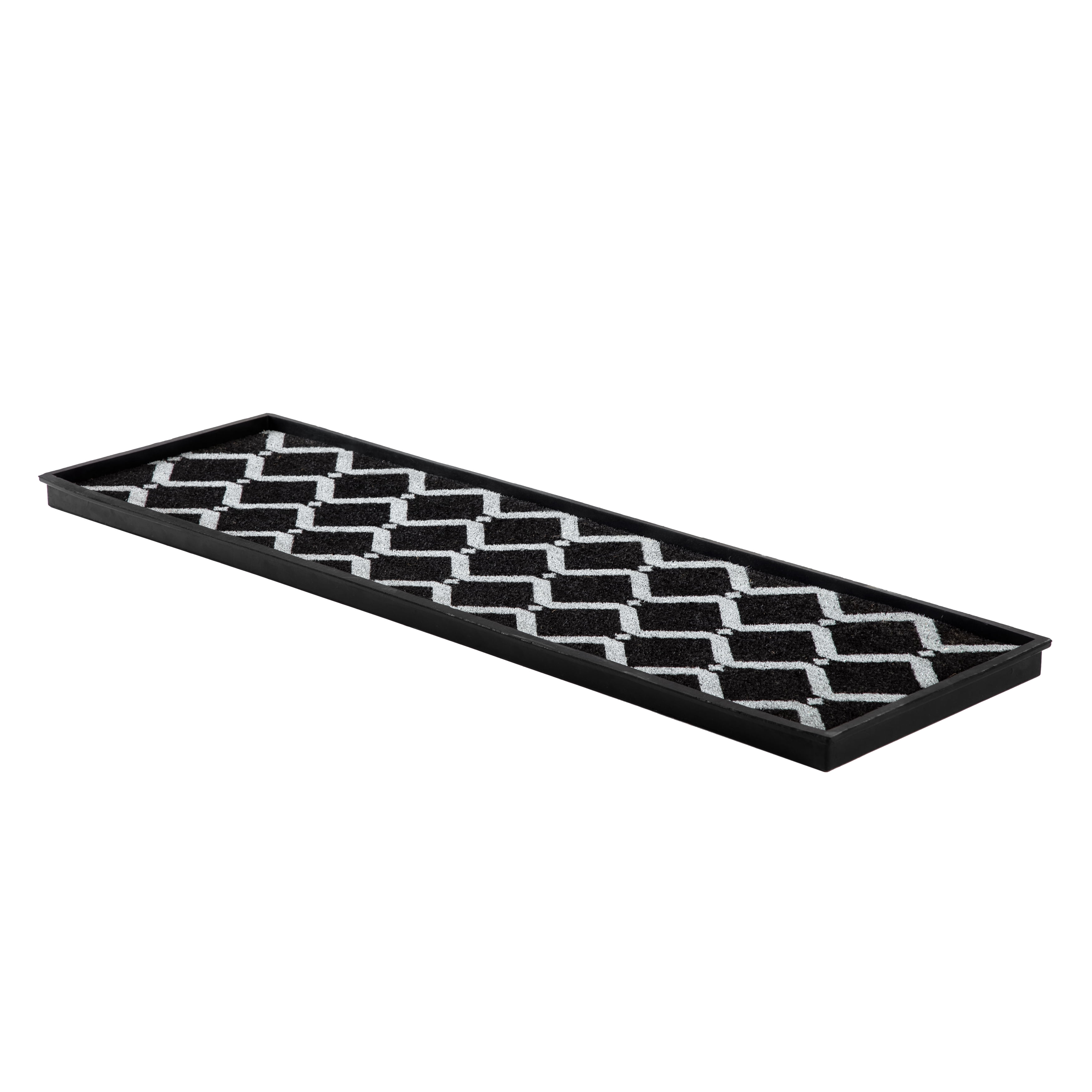 Natural & Recycled Rubber Boot Tray with Black & Ivory Diamond Coir Insert