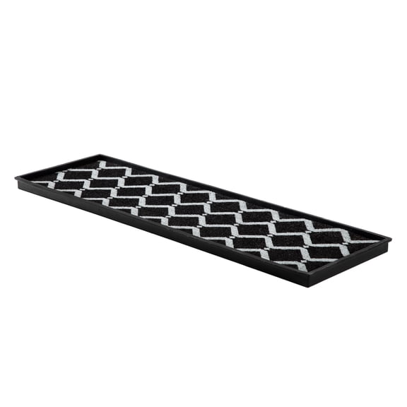 Natural & Recycled Rubber Boot Tray with Black & Ivory Diamond Coir Insert
