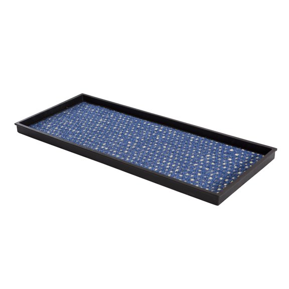 Natural & Recycled Rubber Boot Tray with Blue & Ivory Coir Insert