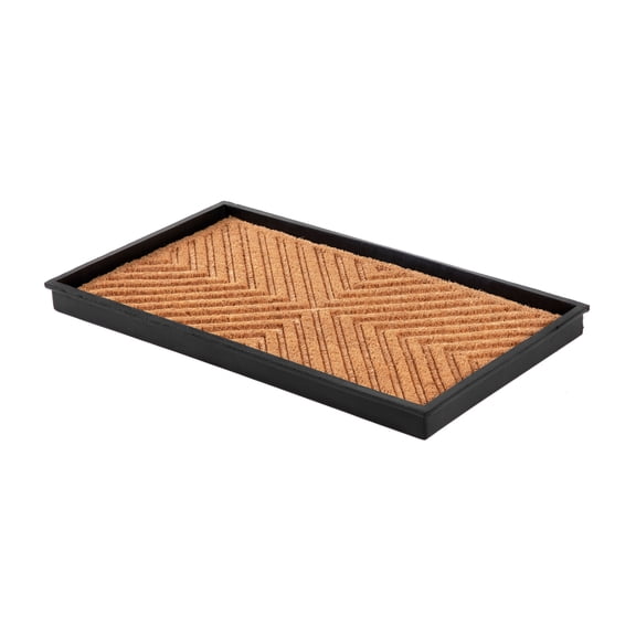Natural & Recycled Rubber Boot Tray with Cross Embossed Coir Insert