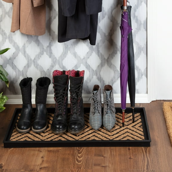 Natural & Recycled Rubber Boot Tray with Diamond Coir and Rubber Insert