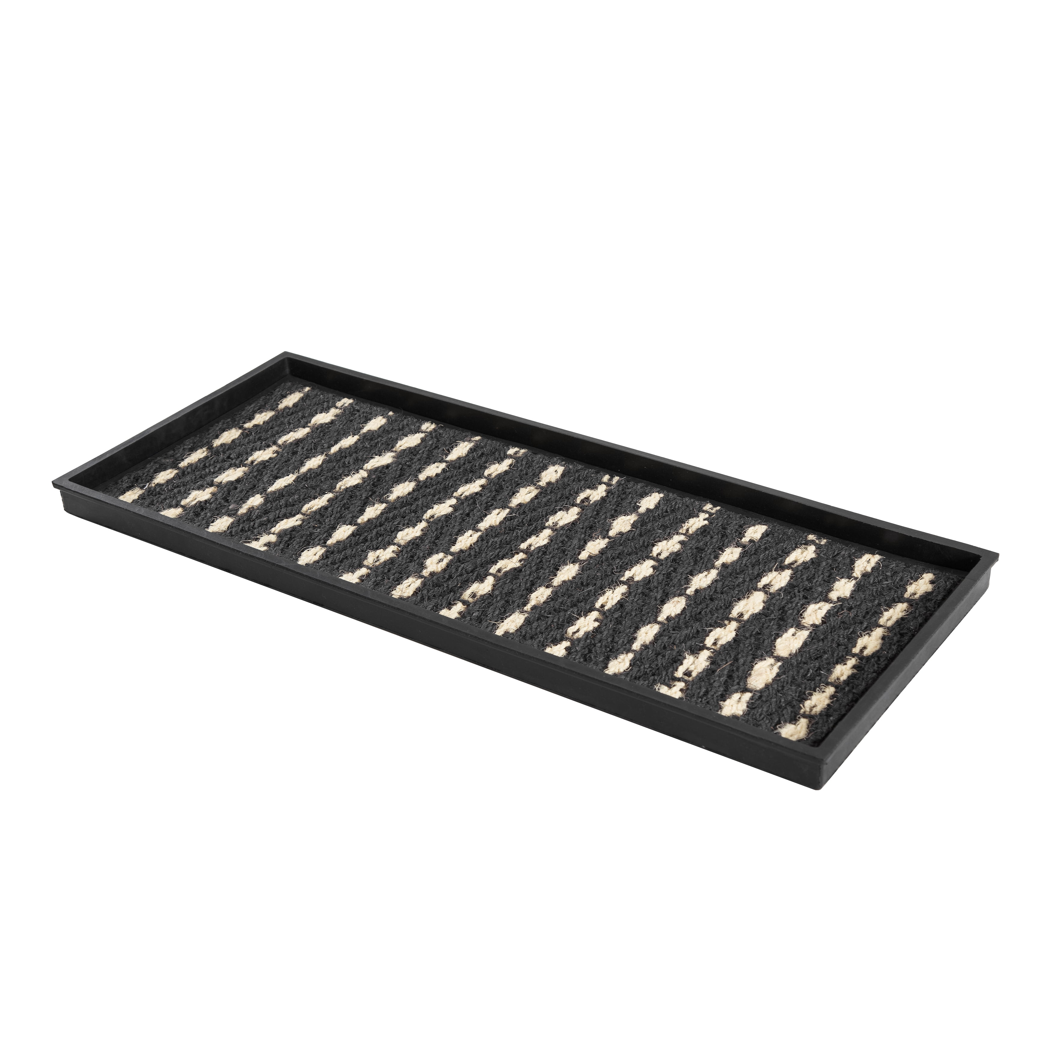 Natural & Recycled Rubber Boot Tray with Gray & Ivory Coir Insert