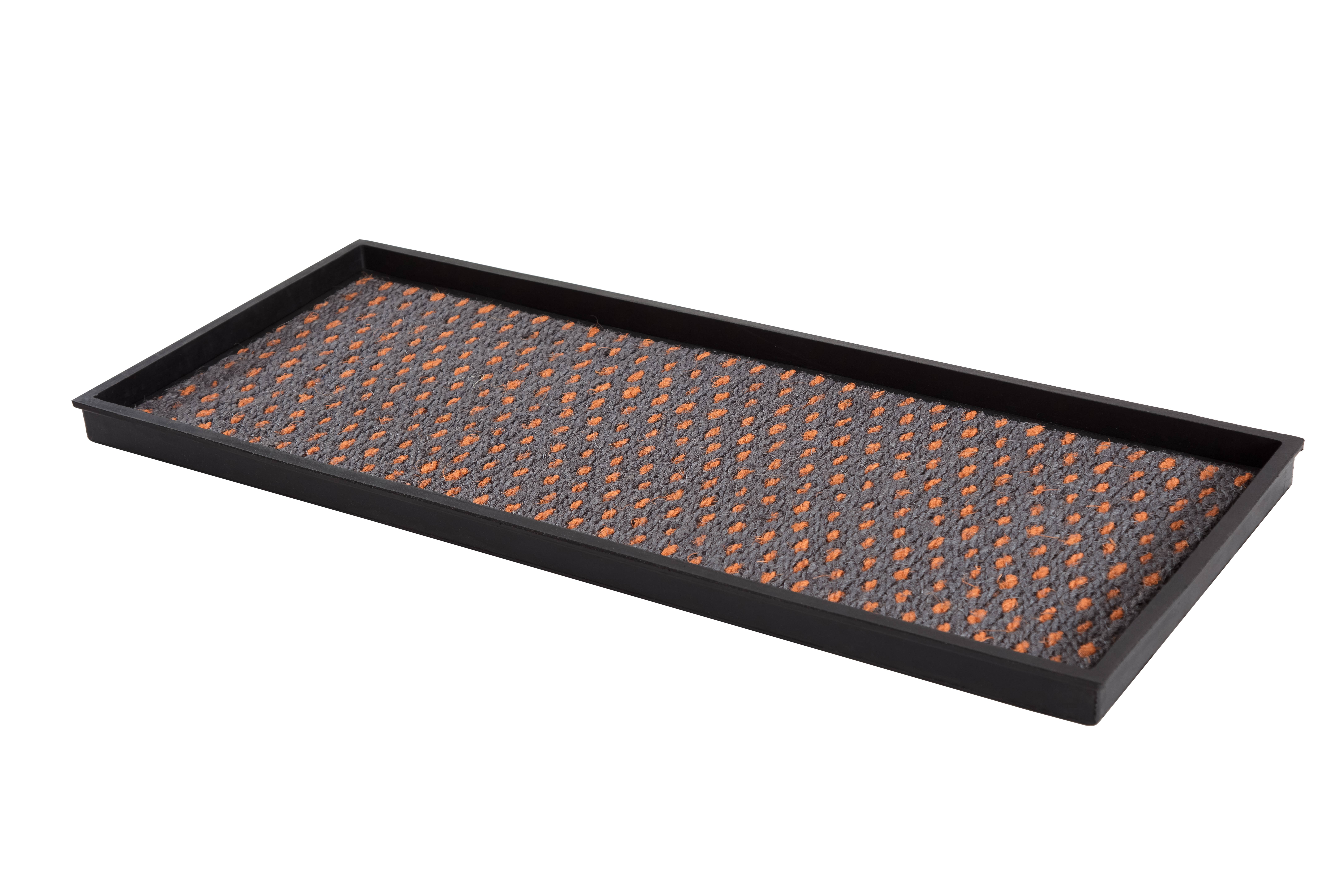 Natural & Recycled Rubber Boot Tray with Gray & Orange Coir Insert