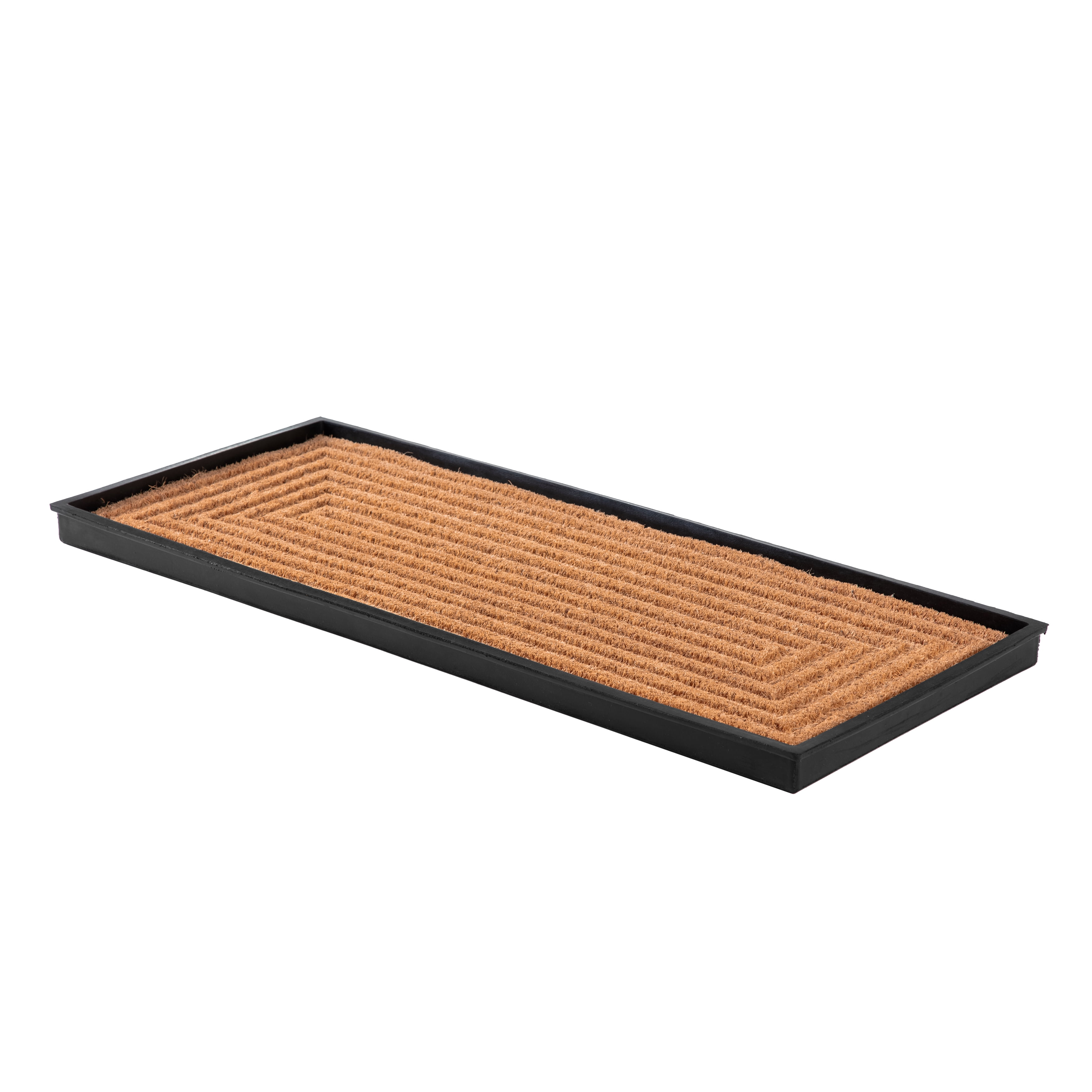 Natural & Recycled Rubber Boot Tray with Rectangle Embossed Coir Insert