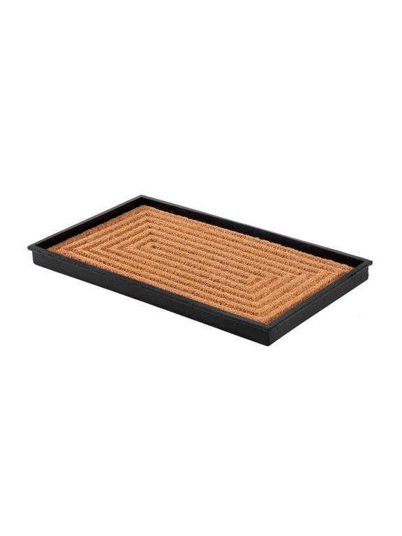 Natural & Recycled Rubber Boot Tray with Rectangle Embossed Coir Insert