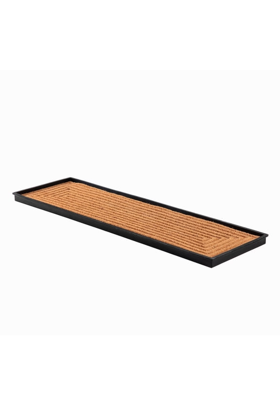 Natural & Recycled Rubber Boot Tray with Rectangle Embossed Coir Insert