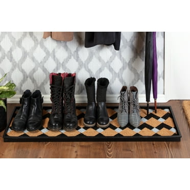 Natural & Recycled Rubber Boot Tray with Tan & Black Chevron Coir Insert