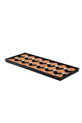 Natural & Recycled Rubber Boot Tray with Tan & Black Chevron Coir Insert